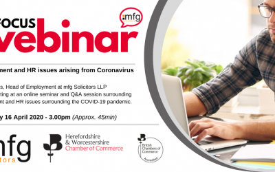 Webinar: Employment and HR issues arising from Coronavirus and COVID-19
