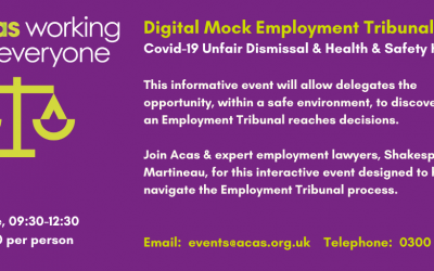Acas Digital Mock Employment Tribunal: June 16 2021, 09:30-12:30.