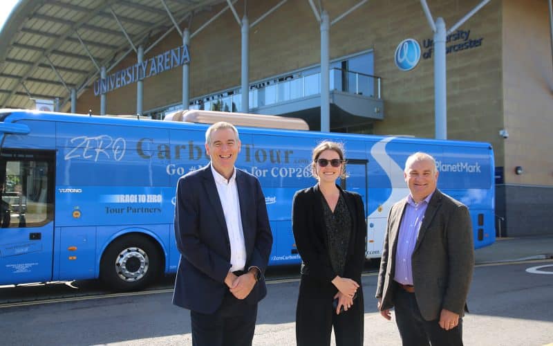 Zero Carbon Tour Bus Hosted by University on way to COP26
