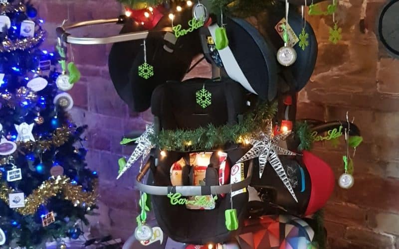 JMDA’s Recycled Child Car Seat Christmas Tree