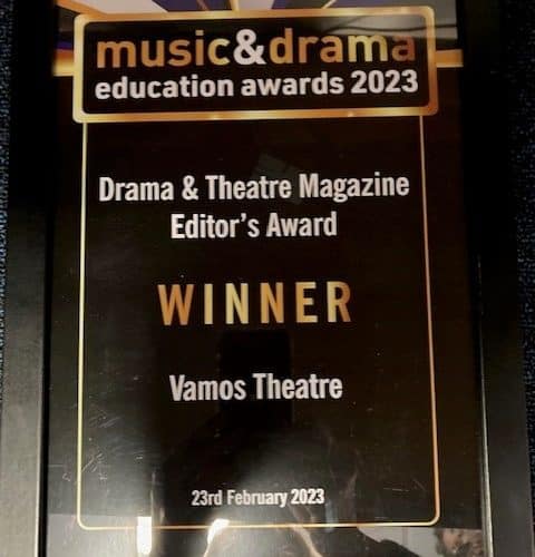 Vamos Theatre wins Drama & Theatre Magazine Editor’s Award for its educational drama resources.