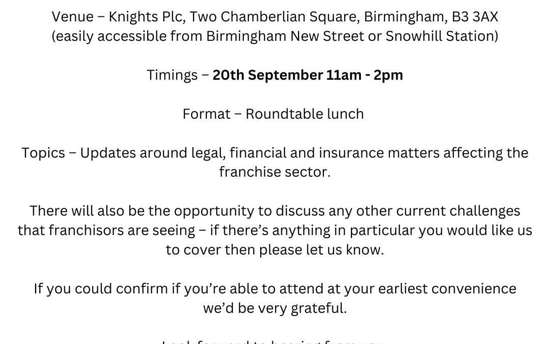 Invitational Franchise Roundtable Lunch