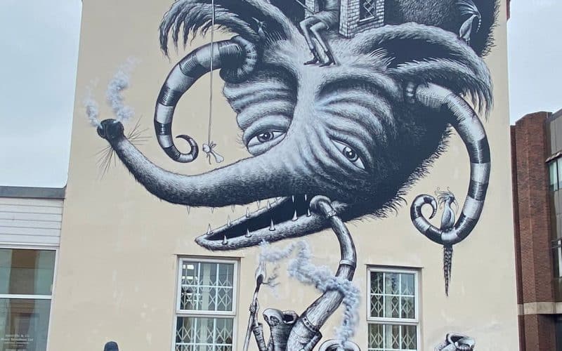 World famous artist Phlegm paints Sutcliffe office