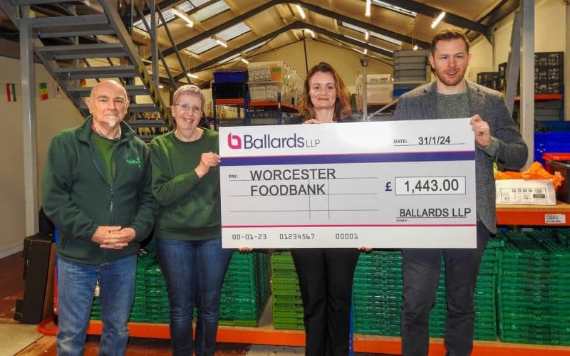 Ballards LLP and Four Squared Recruitment Raise Over £1,400 for Worcester Foodbank