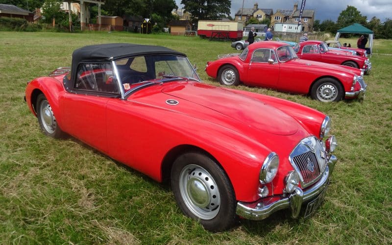Classic Cars at the Severn Valley Railway, as the MGA Rally Lands in Highley