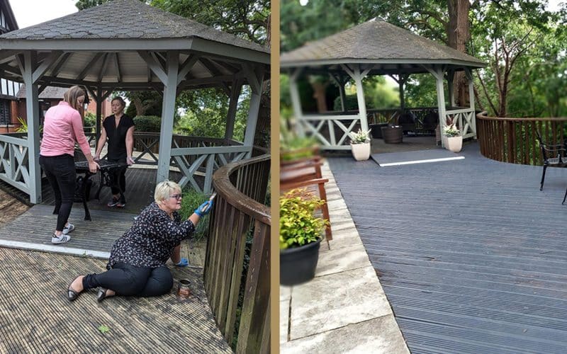 Team Effort Revitalises Hampton Grange and Gwen Walford’s Outdoor Spaces for Summer