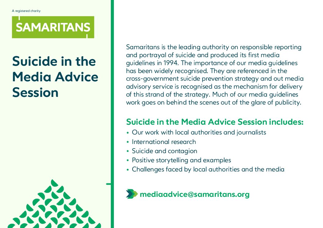 Free Samaritans Suicide in the Media Advice Sessions